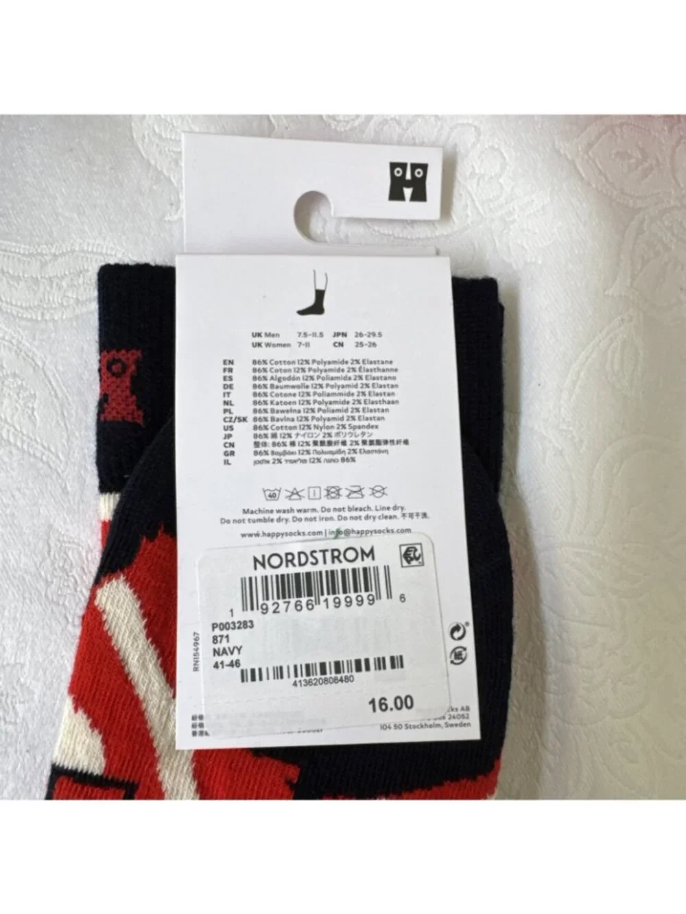 Happy Socks Santa Medium 8-12 Crew Socks Christmas Holiday Novelty 41-46 NEW